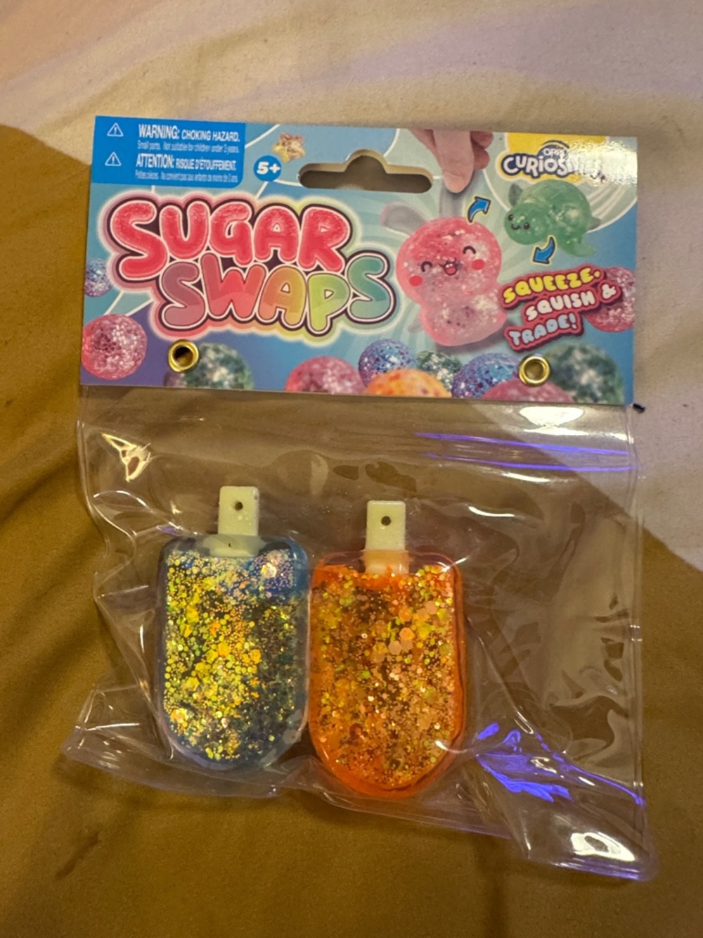 Glitter Squeeze Toy Pair - Blue & Orange